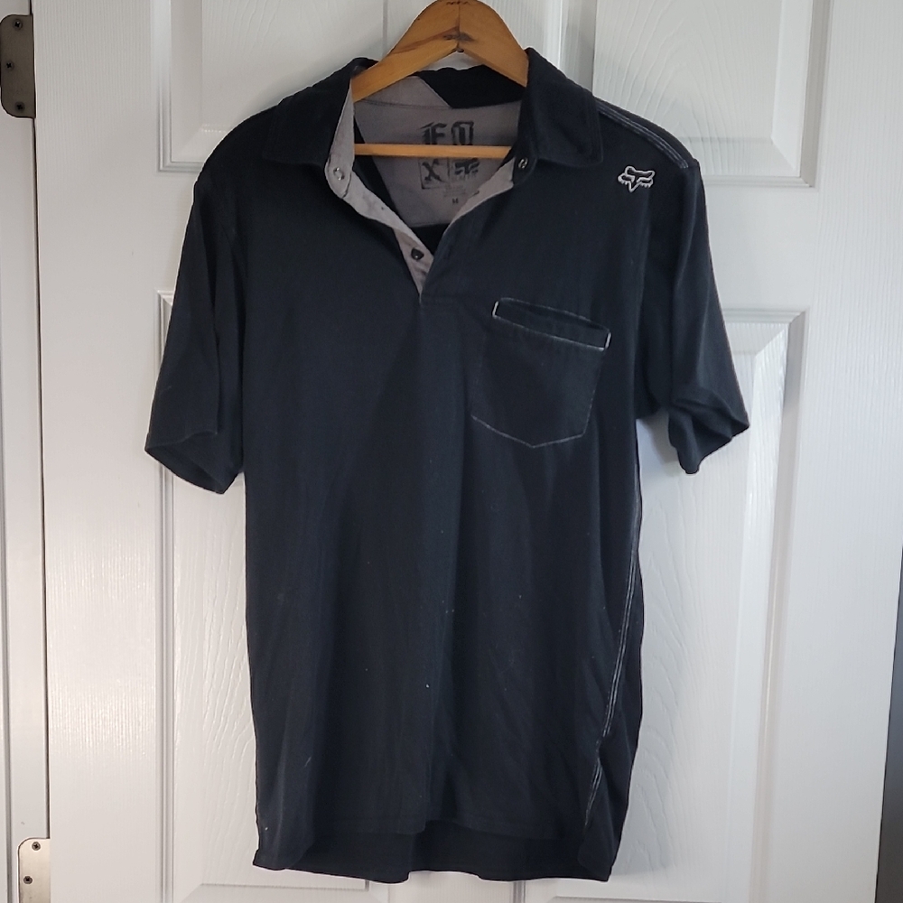 Fox Black Polo with Light Gray Trim